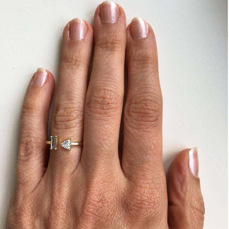 Mixed Cut Moissanite Stacking Ring Band (Emerald and Triangle)-VOOGME