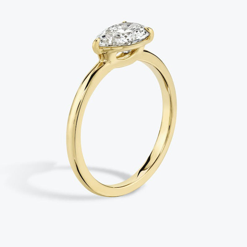 East West Pear Moissanite Engagement Ring-VOOGME