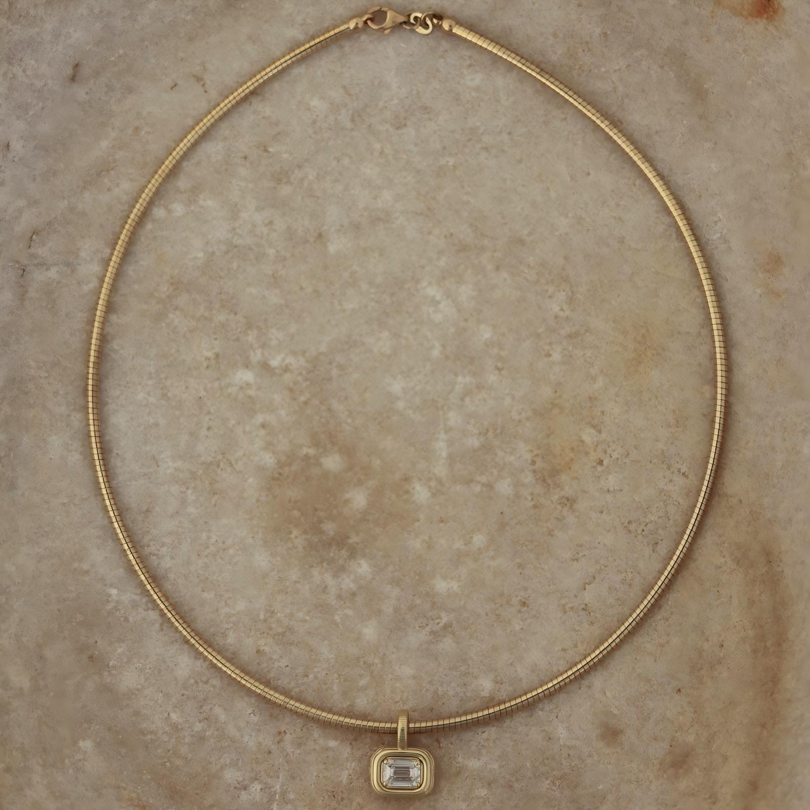 Diamond Heirloom Curved Chain Emerald Necklace