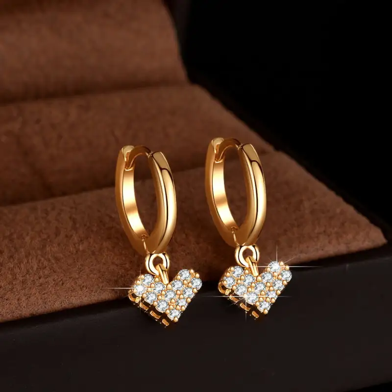 Heart Moissanite Drop Earrings