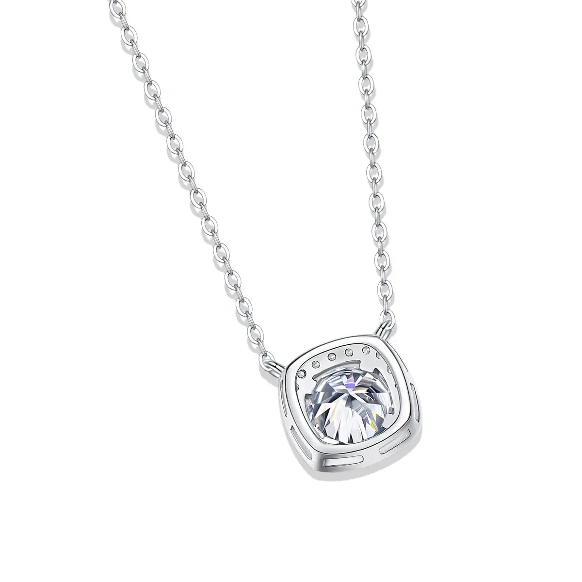 Halo Cube Moissanite Necklace