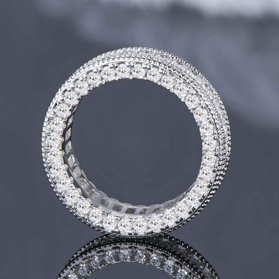 Emerald Cut Sona Diamond Wedding Band-VOOGME