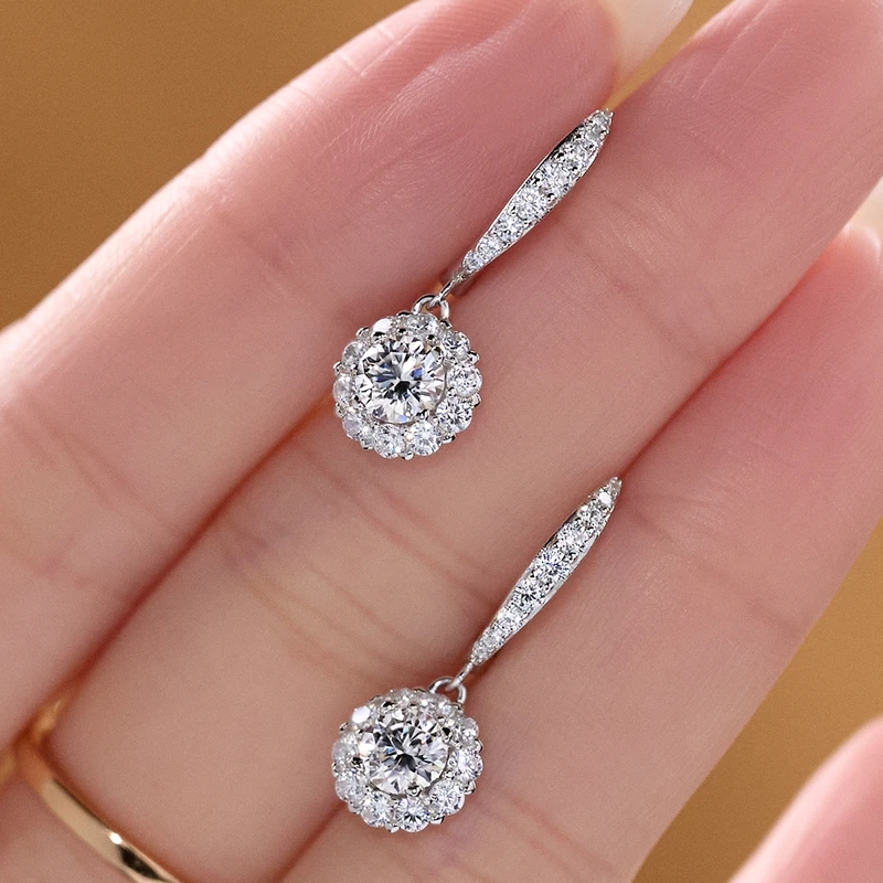 Flora Flower Moissanite Drop Earrings