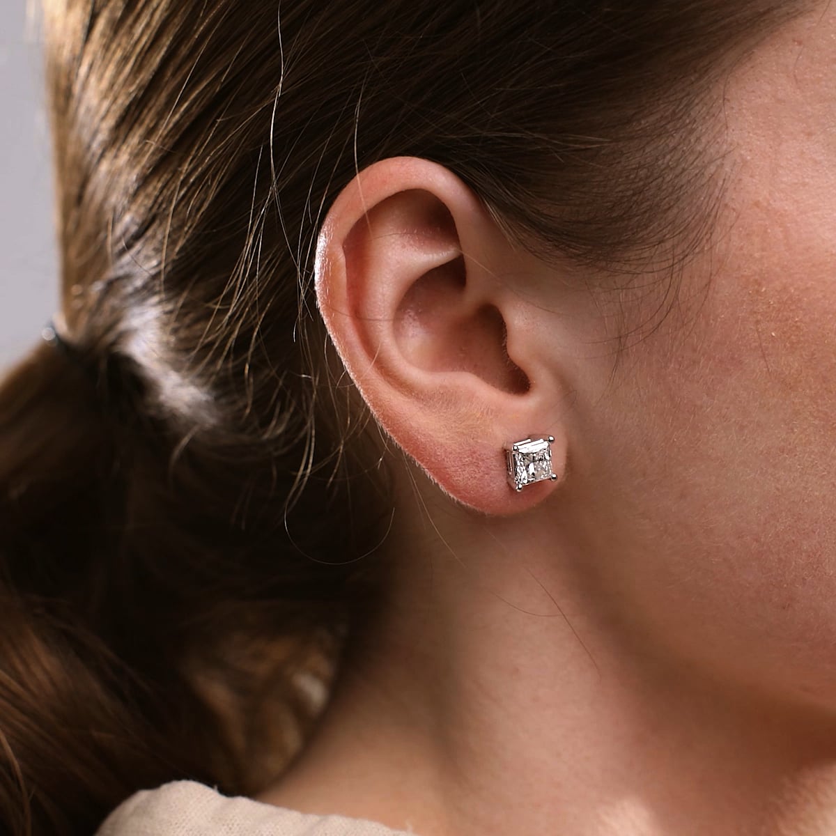 Classic Princess Moissanite Stud Earrings