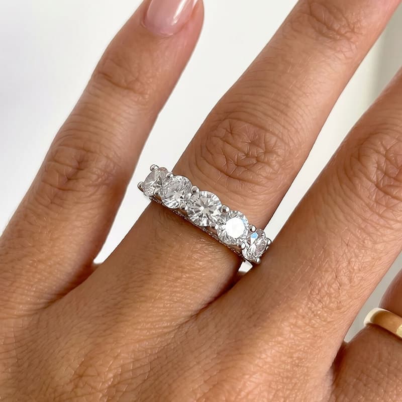 Five-Stone Round Pave Moissanite Ring