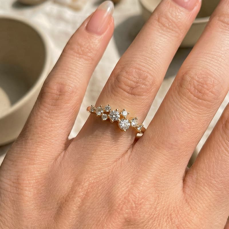 Shona Cluster Moissanite Wedding Band