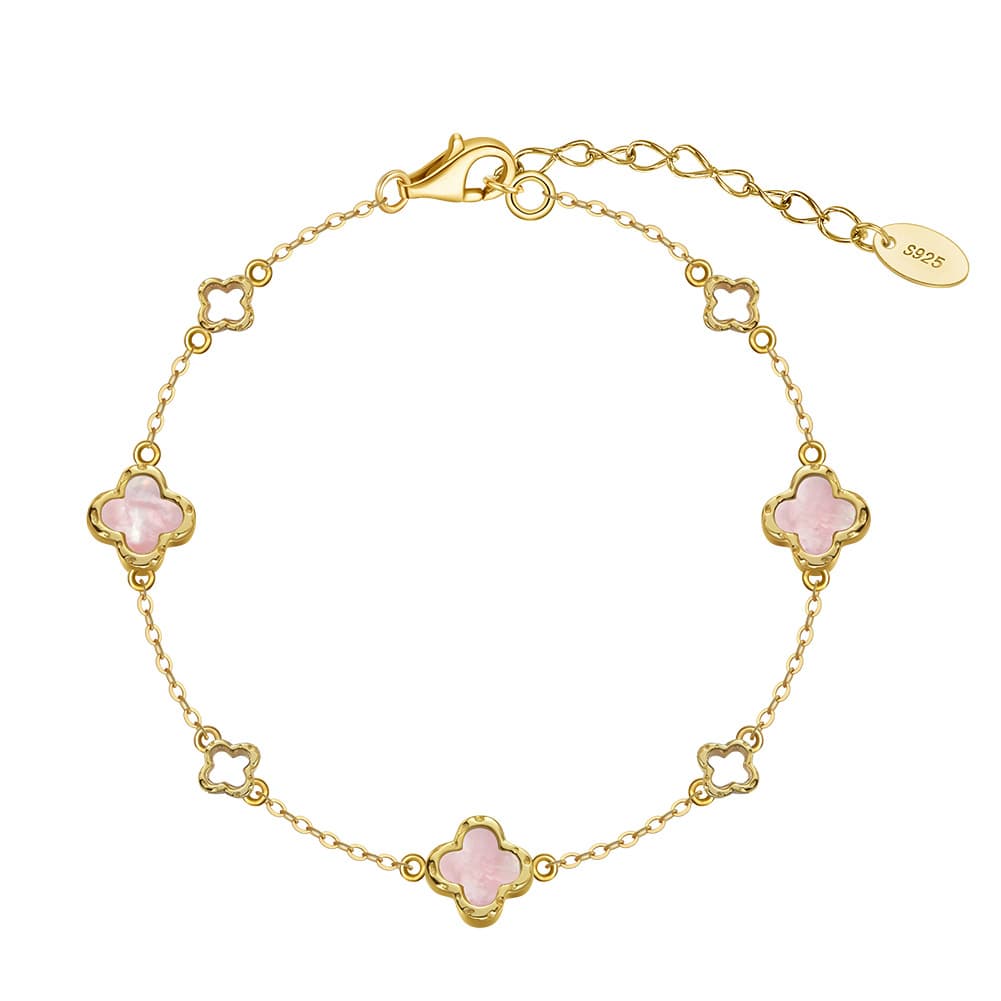 Bezel Clover Gemstone Bracelet