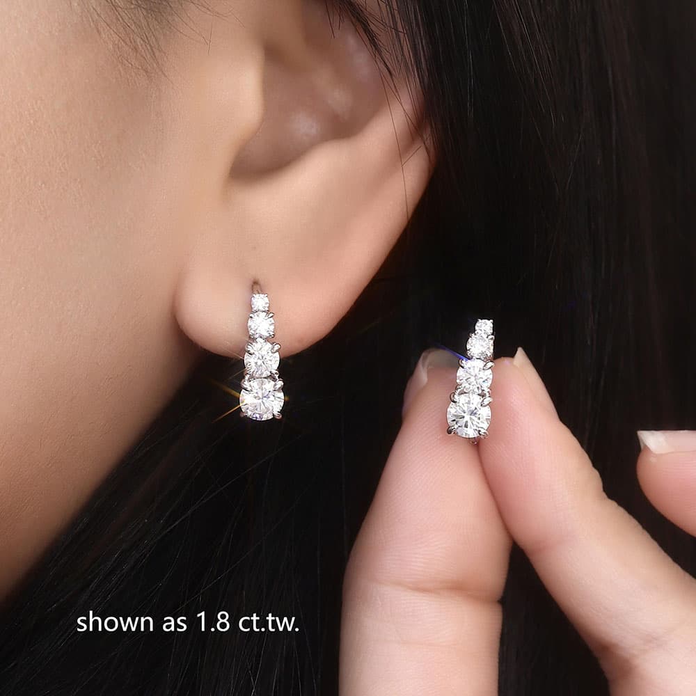 Carol Four-Stone Leverback Moissanite Earrings