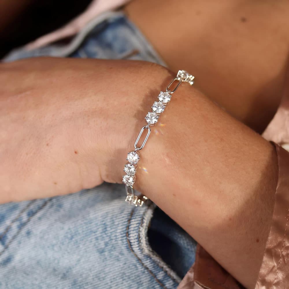 5.4CT Paperclip Tennis Moissanite Bracelet