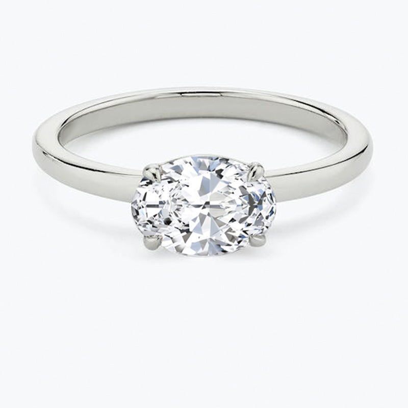 East West Pear Moissanite Engagement Ring-VOOGME