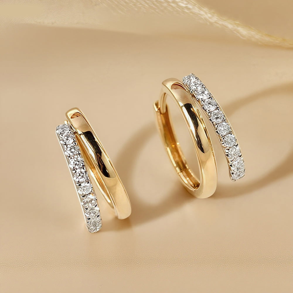 Duo Double Layered Moissanite Hoop Earrings