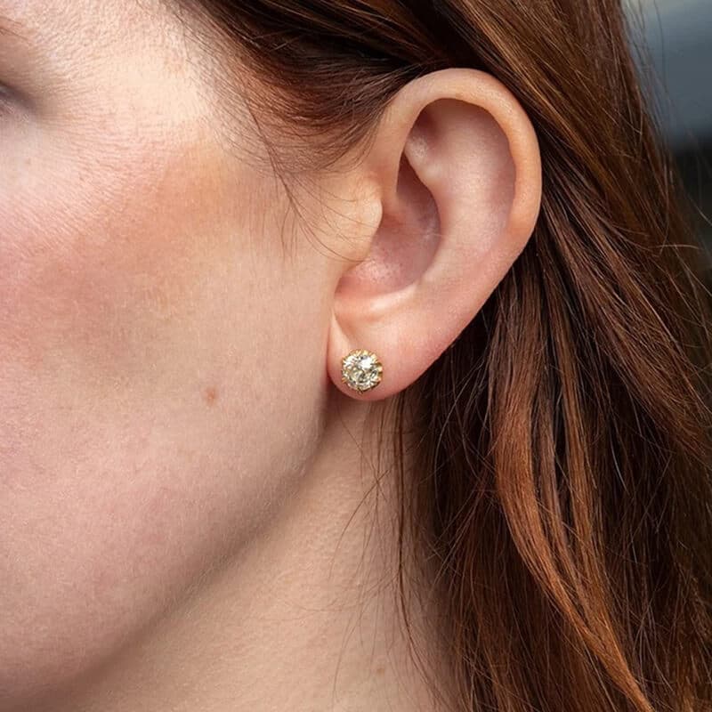 Pattern Six-Prong Moissanite Stud Earrings