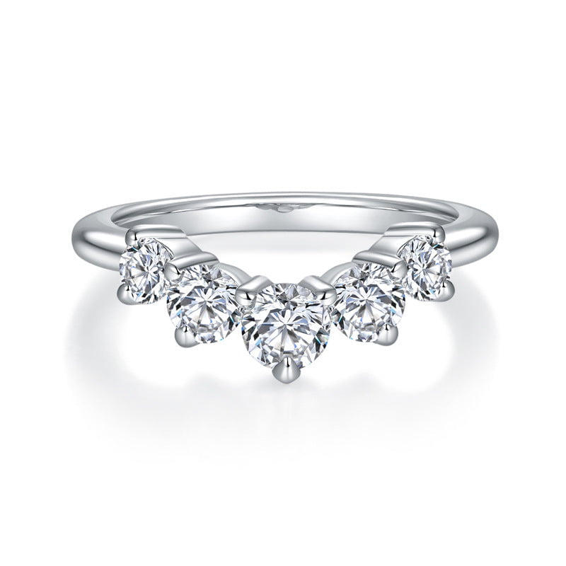 Five Stones Embrace Moissanite Wedding Band