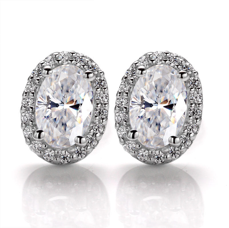 Florence Halo Moissanite Stud Earrings (1.0 ct.tw.)-VOOGME
