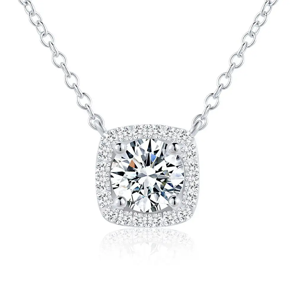 Halo Cube Moissanite Necklace