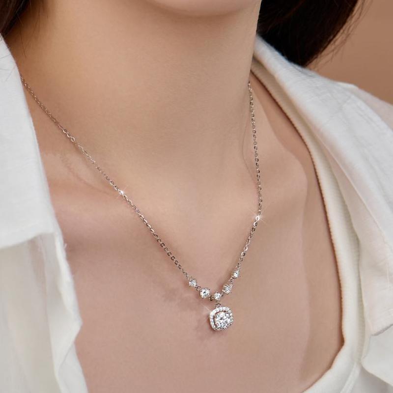 Sugar Cube Moissanite Necklace