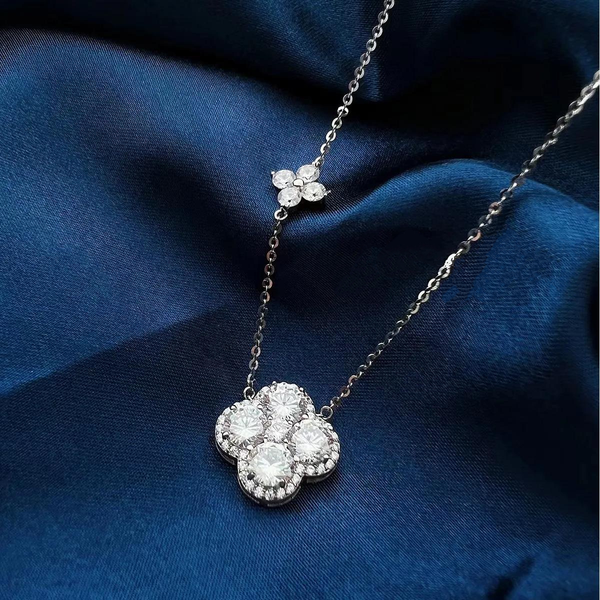 Double Lucky Clover Moissanite Necklace