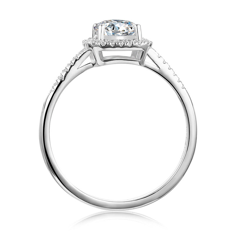 Square Halo Moissanite Engagement Ring 1.0 ct-VOOGME