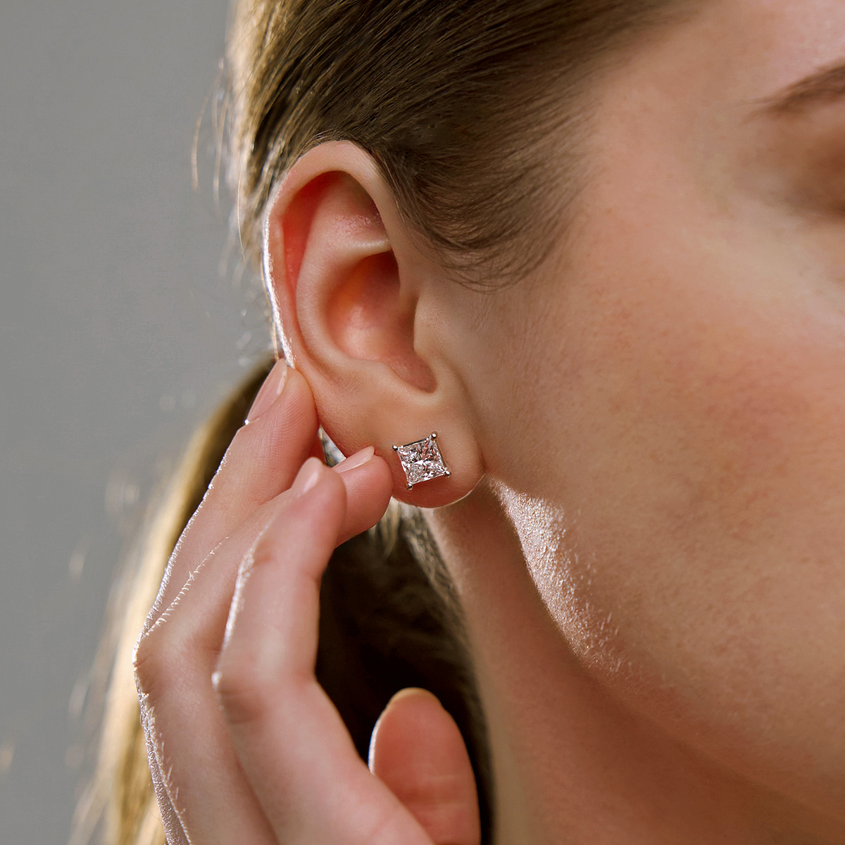 Classic Princess Moissanite Stud Earrings
