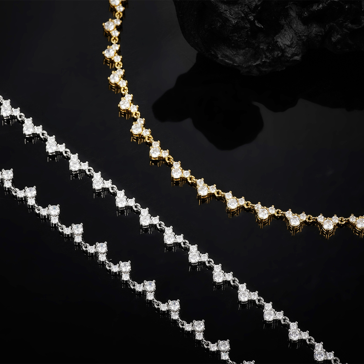 Three-Stone Heart Moissanite Tennis Necklace
