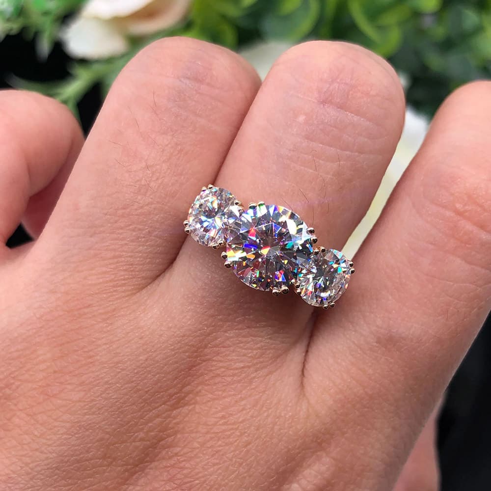 Double Claws Three Stones Moissanite Engagement Ring (5.0 ct. tw)