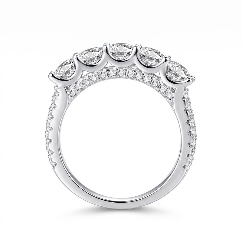 Five-Stone Round Pave Moissanite Ring