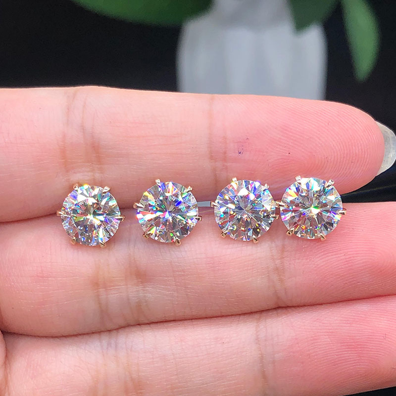 Six Prong Screw Back Moissanite Earrings
