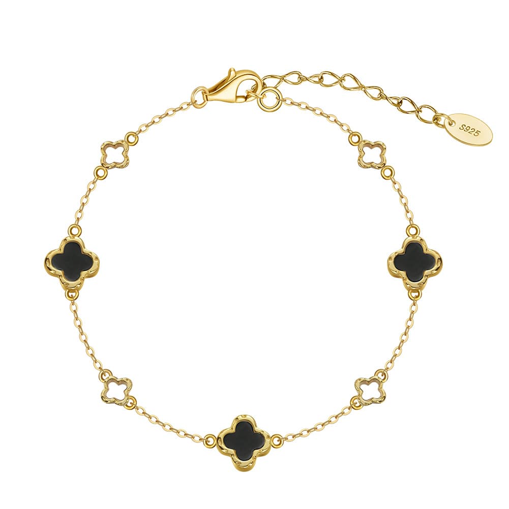 Bezel Clover Gemstone Bracelet