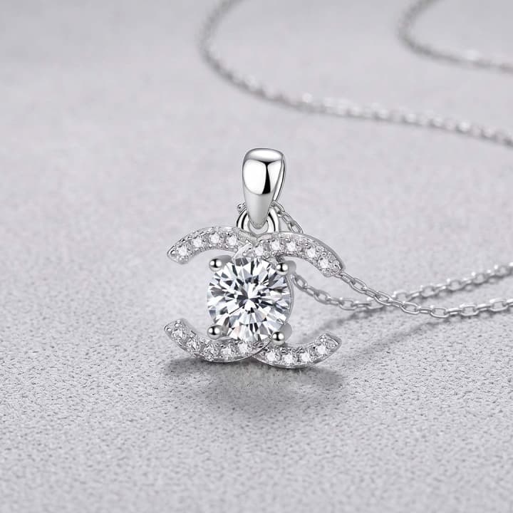 Double C Moissanite Necklace