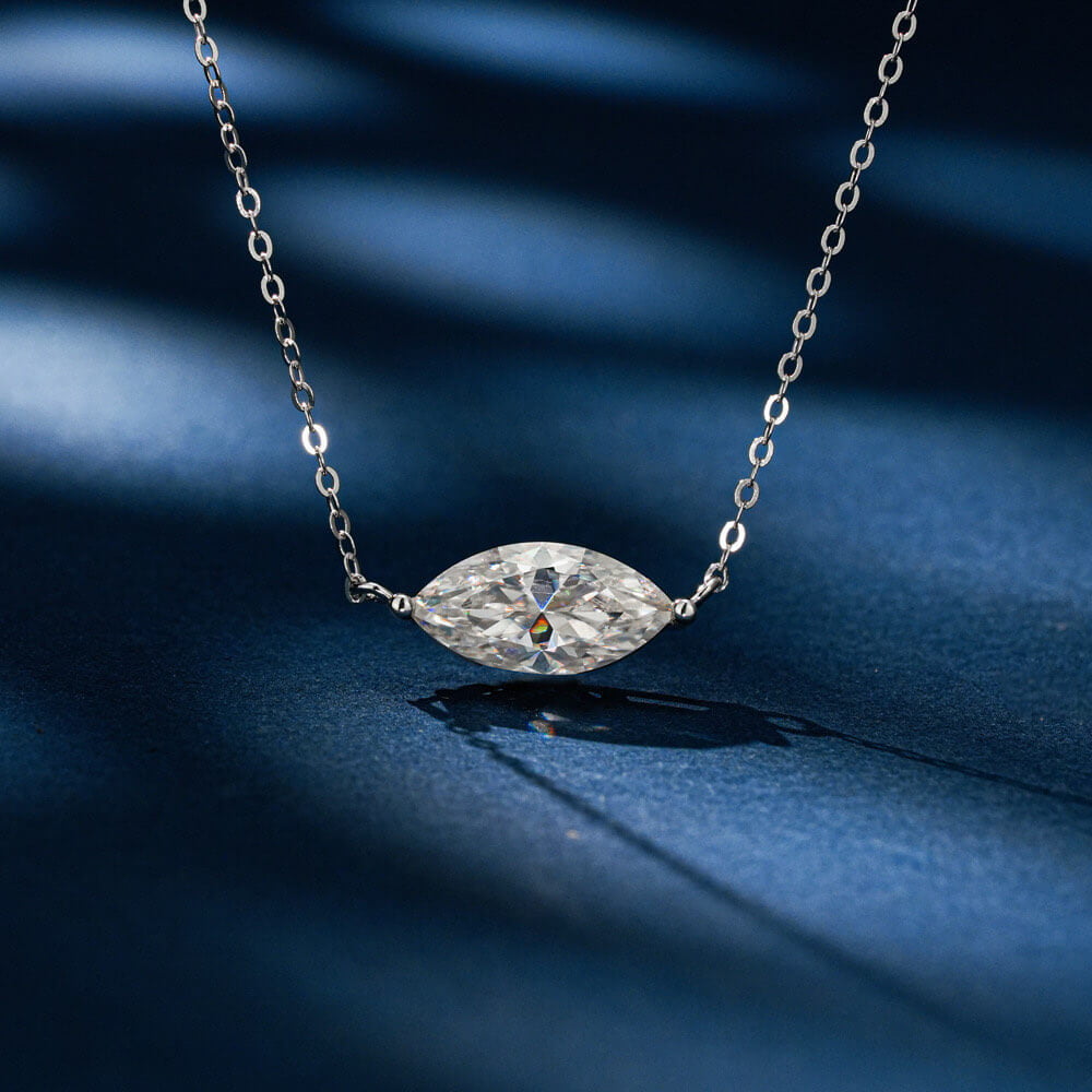 East West Marquise Moissanite Necklace