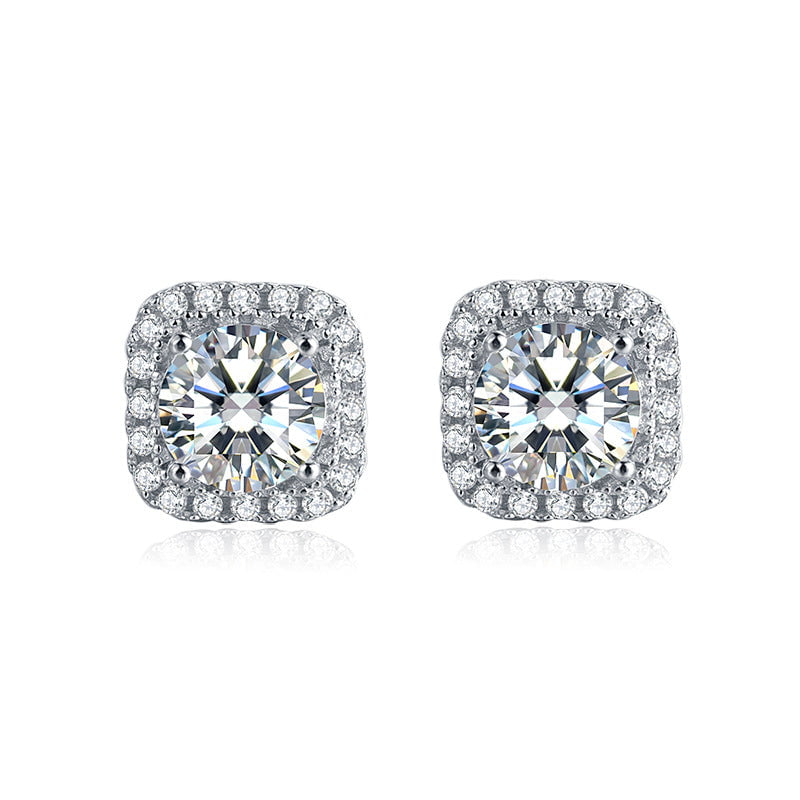 Halo Moissanite Stud Earrings
