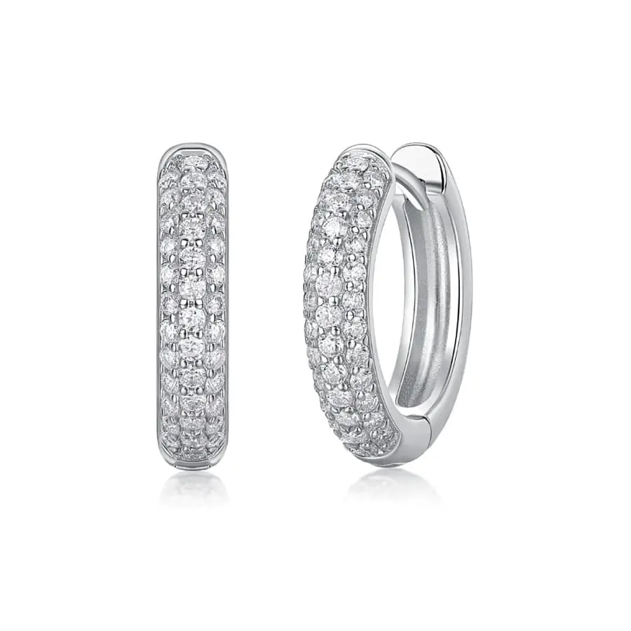 Three-Row Moissanite Hoop Earrings