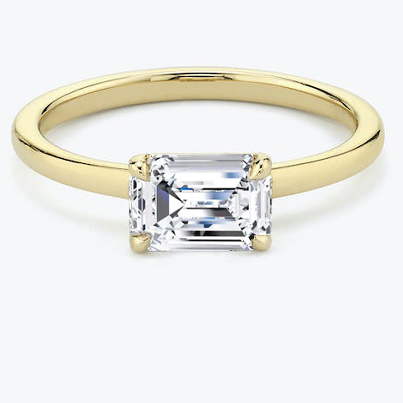 East West Pear Moissanite Engagement Ring-VOOGME