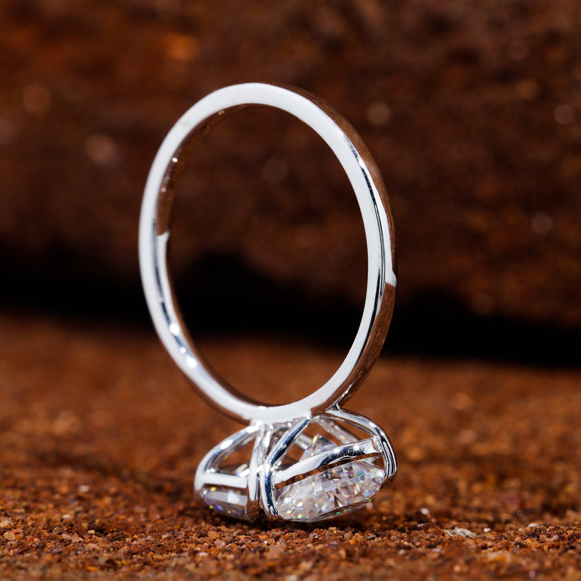 Toi Et Moi Emerald and Heart Moissanite Ring