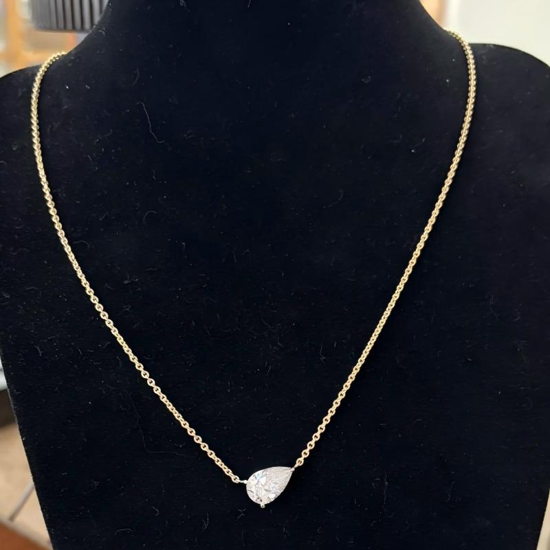 East West Pear Cut Moissanite Necklace