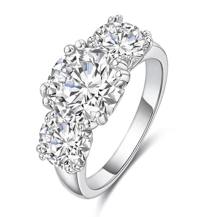 Double Claws Three Stones Moissanite Engagement Ring (5.0 ct. tw)