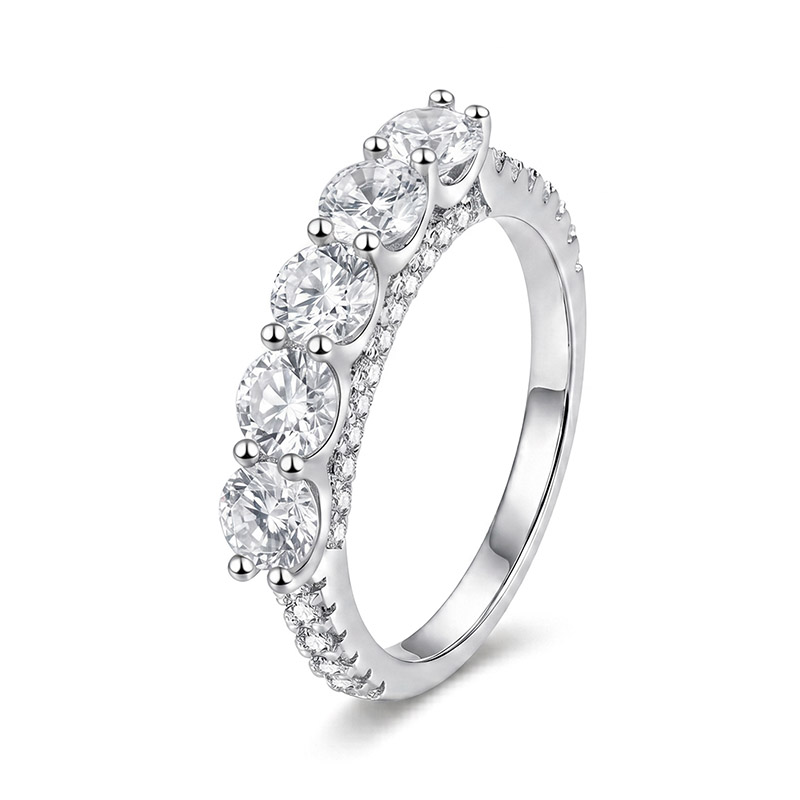 Five-Stone Round Pave Moissanite Ring