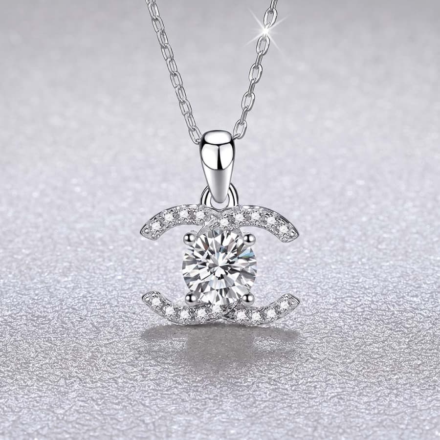 Double C Moissanite Necklace