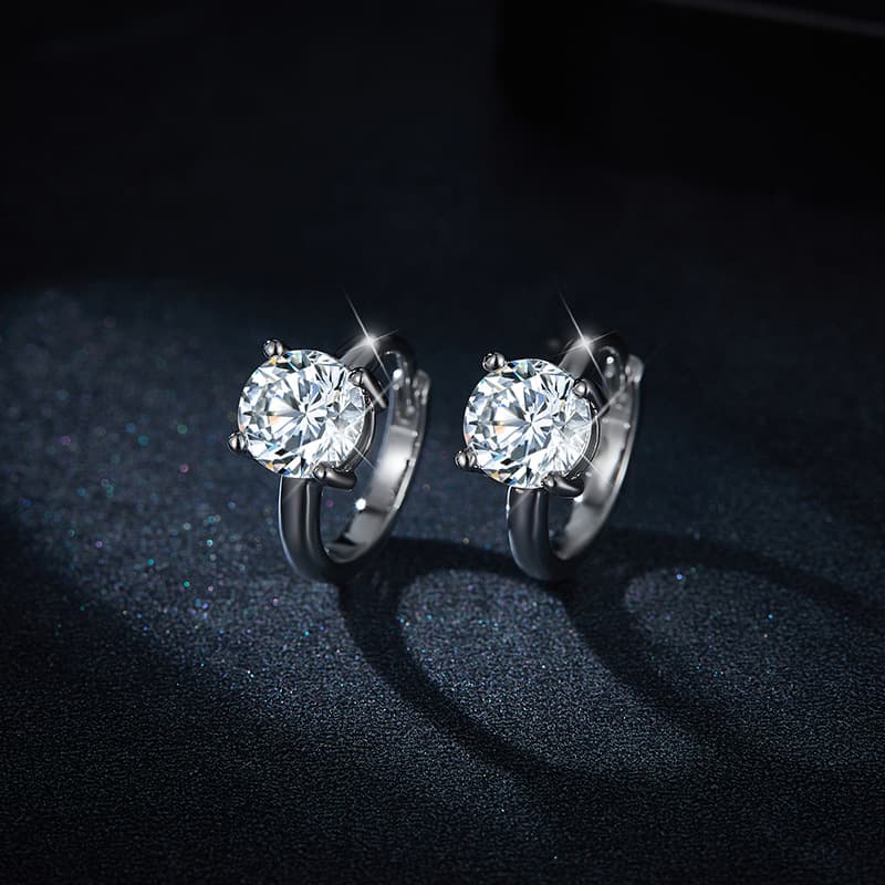 Tracy Four-Prong Moissanite Hoop Earrings