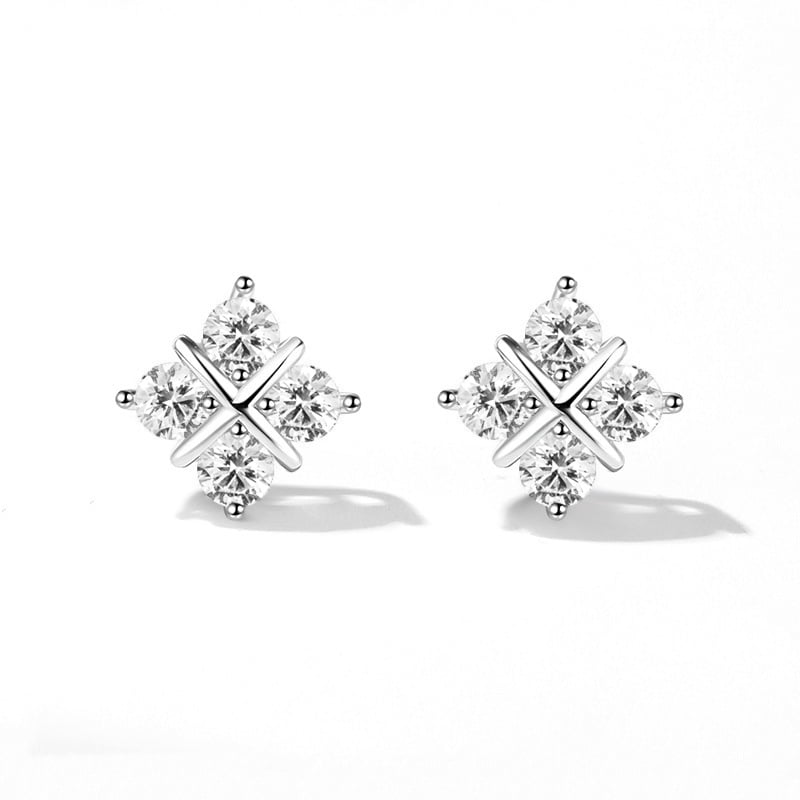 X Relief Cluster Moissanite Earrings