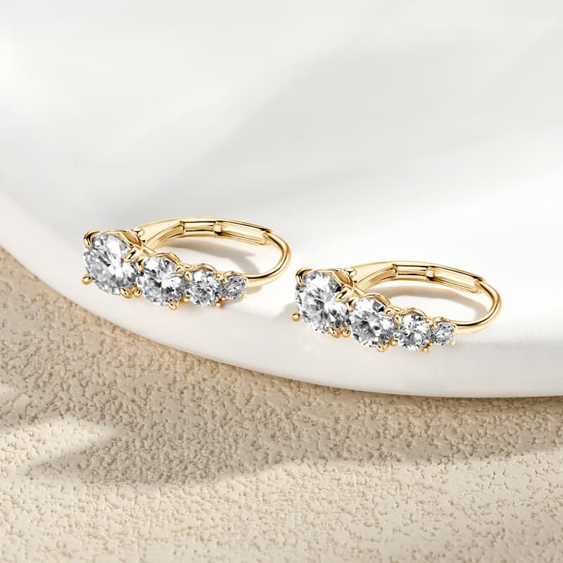 Carol Four-Stone Leverback Moissanite Earrings