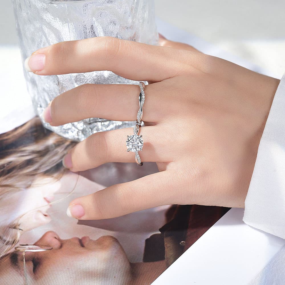 Infinity Twist Hidden Halo Moissanite Engagement Ring