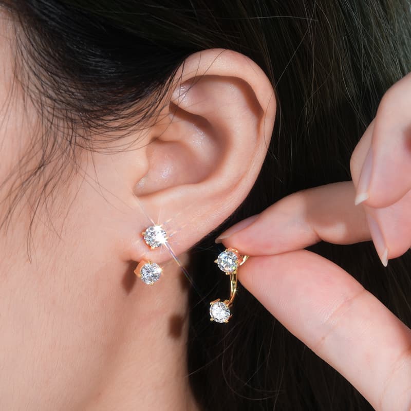 Double Round Moissanite Stud Earrings