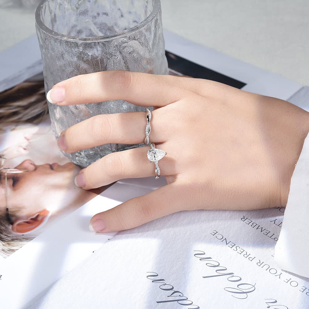 Infinity Twist Hidden Halo Moissanite Engagement Ring