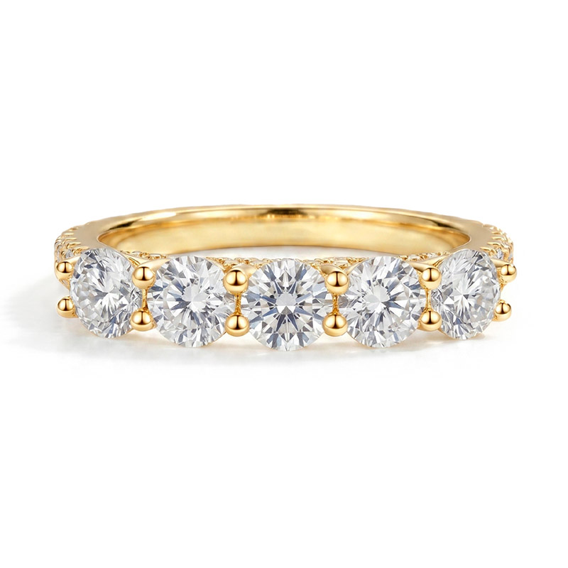 Five-Stone Round Pave Moissanite Ring