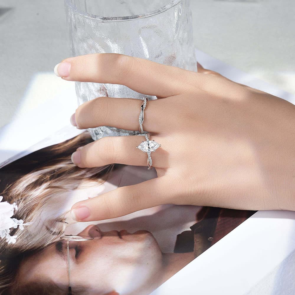 Infinity Twist Hidden Halo Moissanite Engagement Ring