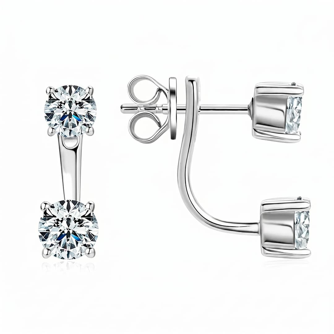 Double Round Moissanite Stud Earrings