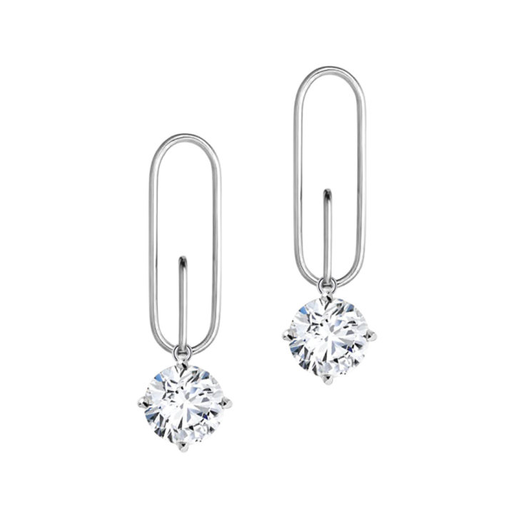 Ramona Paperclip Moissanite Drop Earrings-VOOGME
