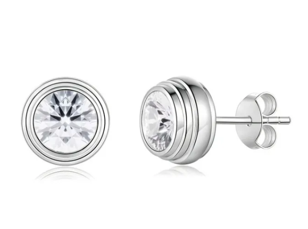 Customized 14K Triple Bubble Moissanite Stud Earrings 1.0ct