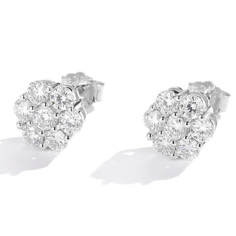 Flower Seven-Stone Moissanite Stud Earrings